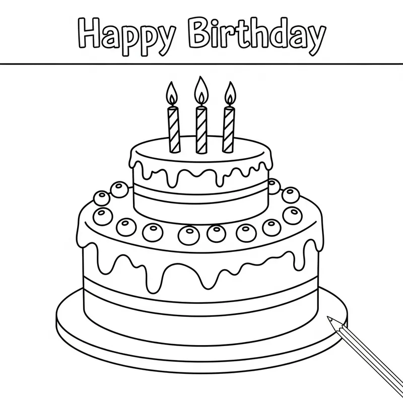 Simple and Easy Birthday Cake Coloring Page for Toddlers Simple and Easy Birthday Cake Coloring Page for Toddlers
