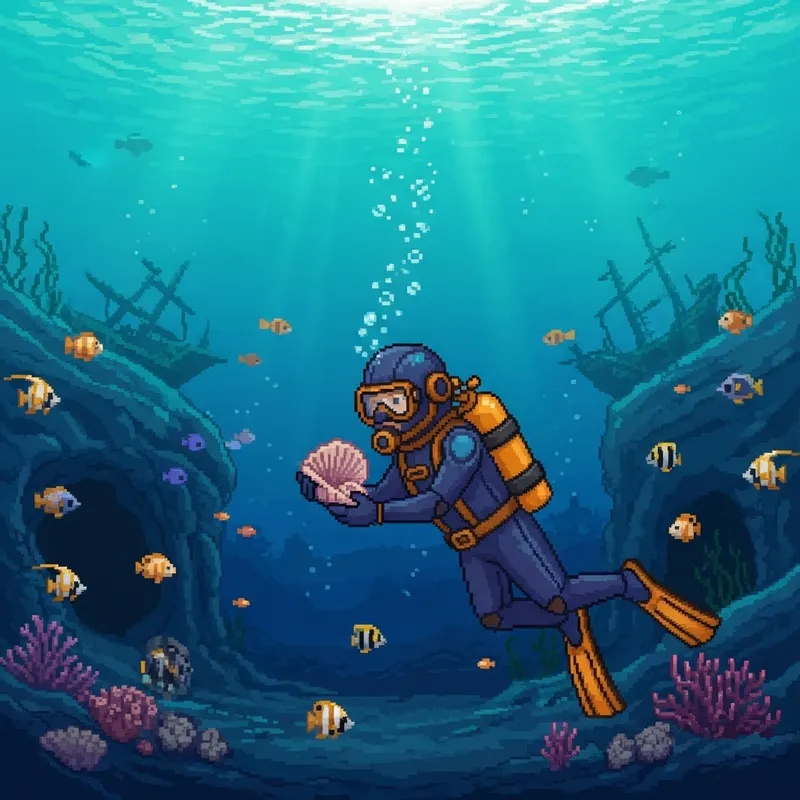 Explore the Deep Sea: Pixel Art Diver Adventure Explore the Deep Sea: Pixel Art Diver Adventure