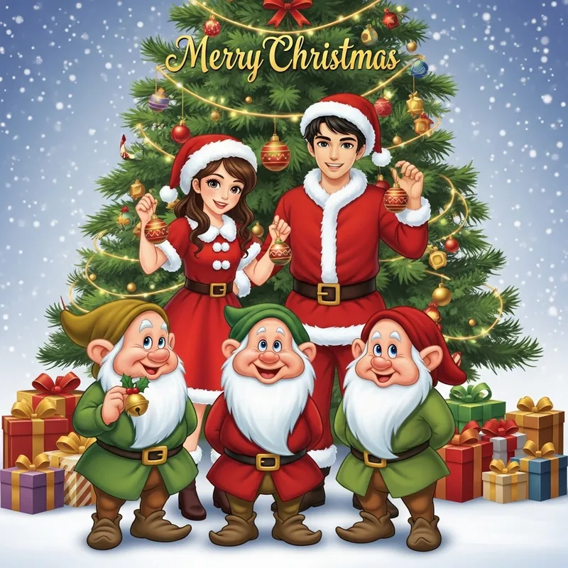 Festive Christmas Dwarves and Joyful Characters