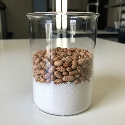 Pinto Beans and Table Salt Mixture in Glass Beaker