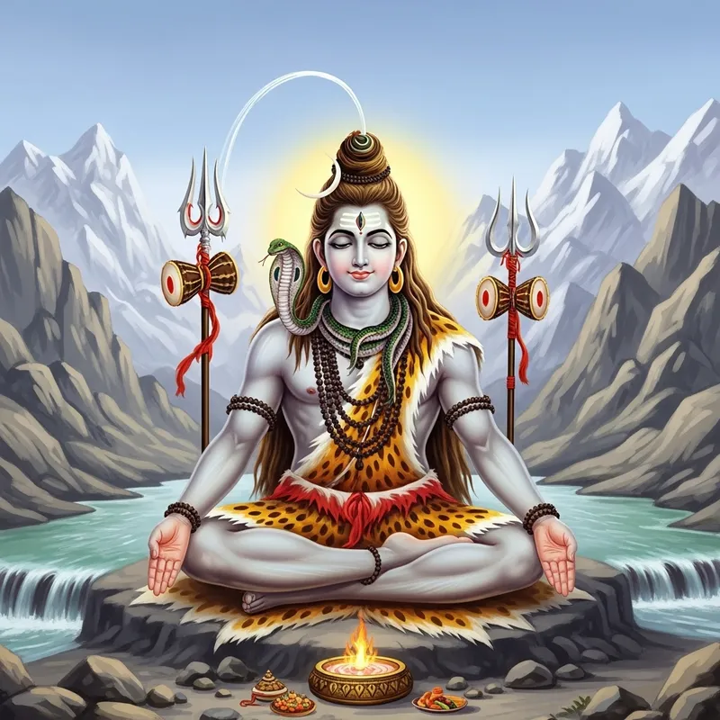 Tranquil Representation of Lord Shiva in the Himalayas