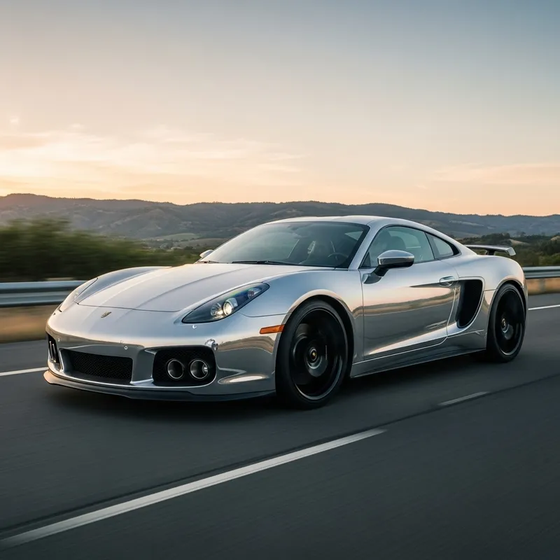 Silver Sports Car Racing on Highway