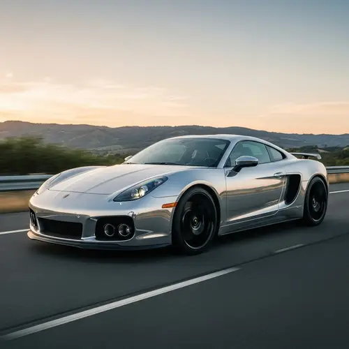 Sleek Silver Sports Car on Asphalt Highway