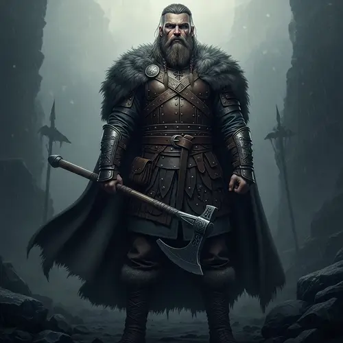 Scandinavian Viking in Leather Armor - Grimdark Style