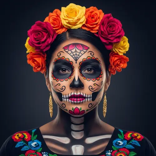Vibrant Day of the Dead Makeup Portrait