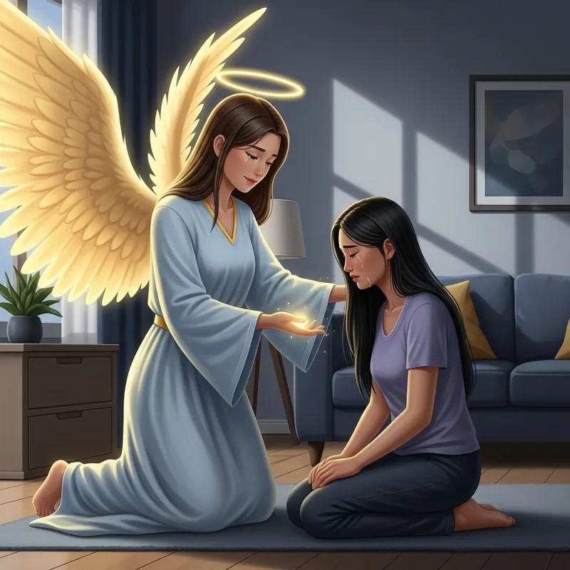 Angel Comforting Grieving Person - Heartwarming Scene