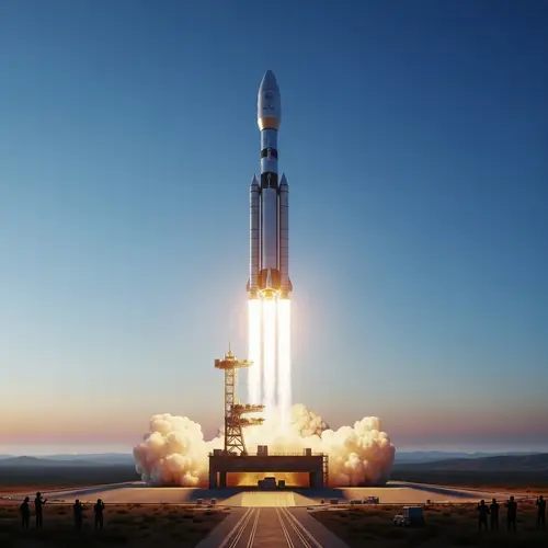 Detailed Space Rocket Launch | Grandeur Event in Clear Blue Sky