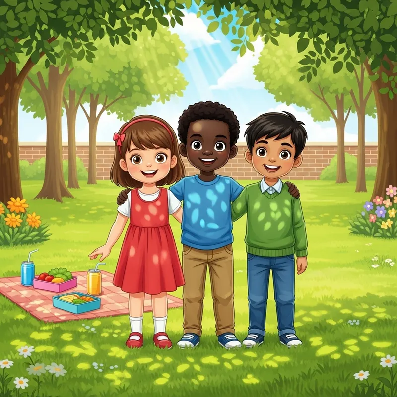Three Diverse Children Playing in a Green Park | Kids Fun Outdoors