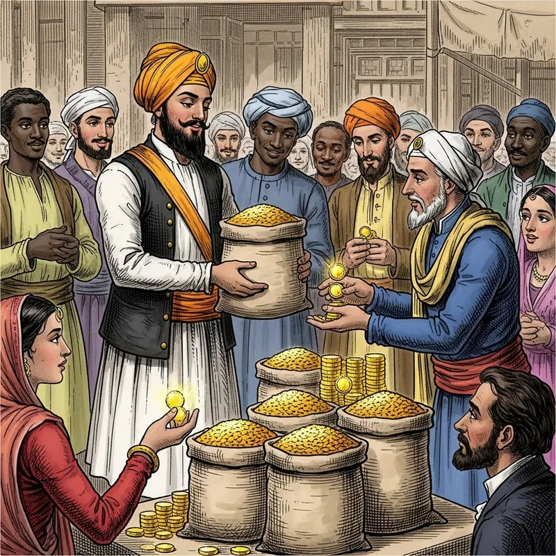 18th Century Sikh Businessman Selling Food Grains 18th Century Sikh Businessman Selling Food Grains