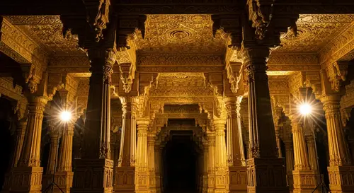 Golden Pillars of Ancient Indian Temple | Studio Photography