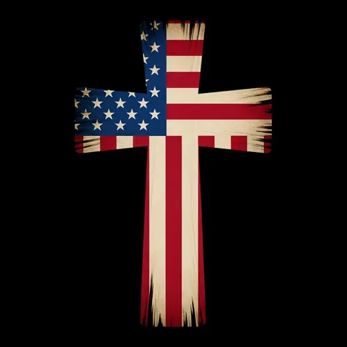 Cross Tattoo Design with Historical American Flag Symbolism