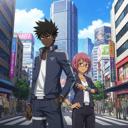 Exciting Anime Adventure in a Futuristic Cityscape