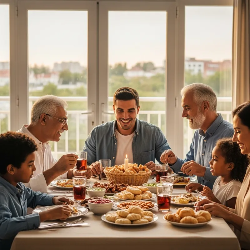 Vibrant Muslim Family Iftar Feast Image for Newsletter