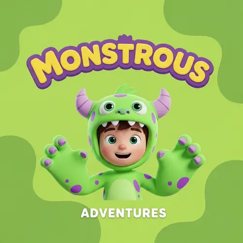 Animated Boy Monster Logo - Green Background