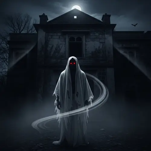 Indian Ghost Story: Spectral Figure at Abandoned Mansion