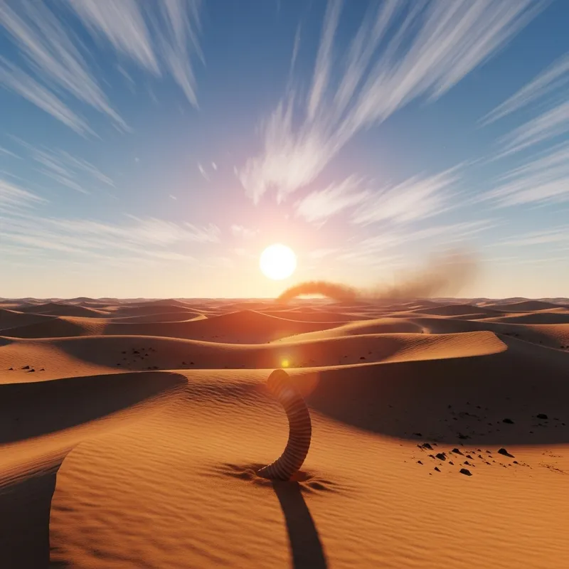 Epic Desert Landscape with Giant Worm from Dune | Stunning Artwork