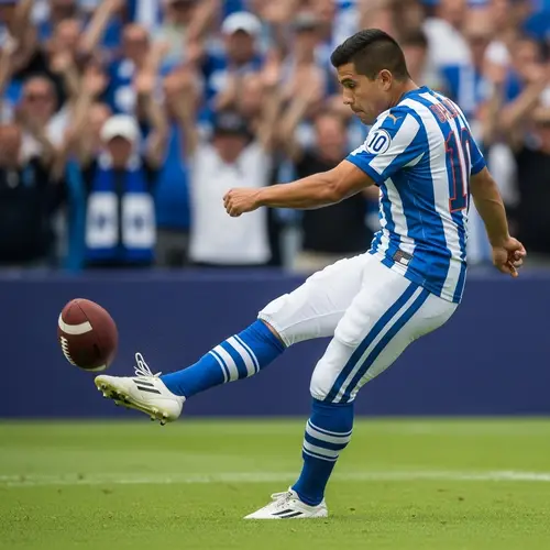 Hispanic Football Player Number 10 Power Kick
