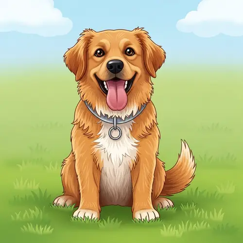 Cute Medium-Sized Dog on Green Grass Field