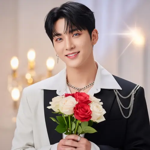 South Korean Male Pop Singer with Roses | Modern Pop Style