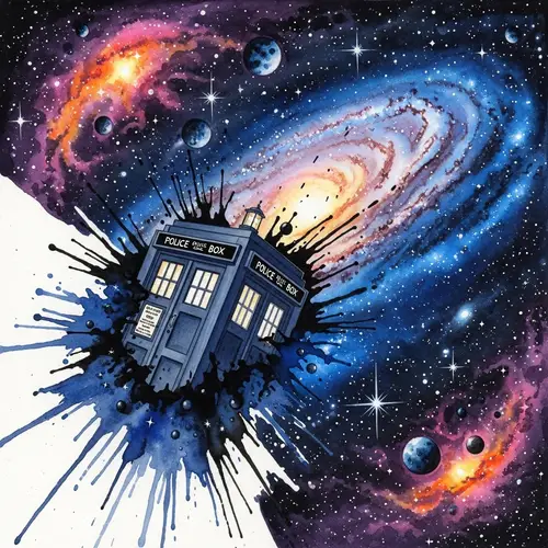 Doctor Who TARDIS Watercolor Galaxy Wallpaper