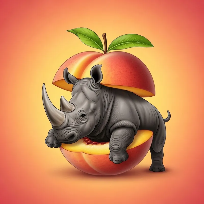 Unexpected Encounter: Rhino Emerges from Peach