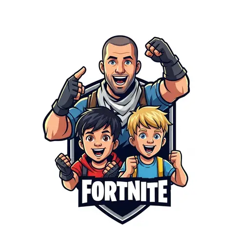 Fortnite Style Father and Sons Logo Design