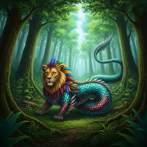 Majestic Mythical Creature in Enchanted Forest