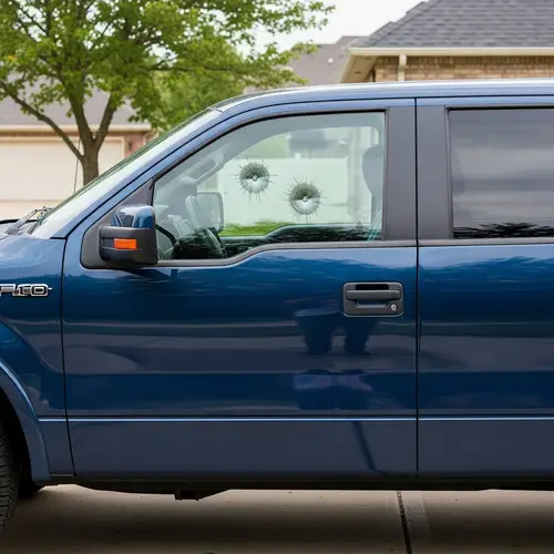 Robust Dark Blue Ford F150 Crew Cab with Bullet-Resistant Glass