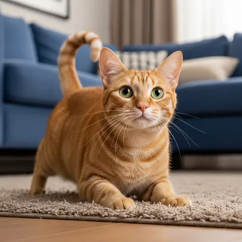 Sleek Orange House Cat | Playful Feline in Home Setting