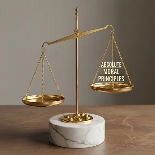 Balanced Scale with Absolute Moral Principles Engraved
