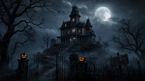Haunted House on a Hill - Spooky Halloween Vibes