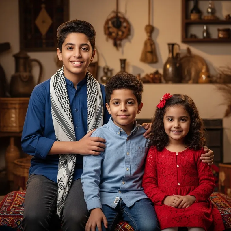 Lovely Egyptian Family with Kids | Traditional Outfits
