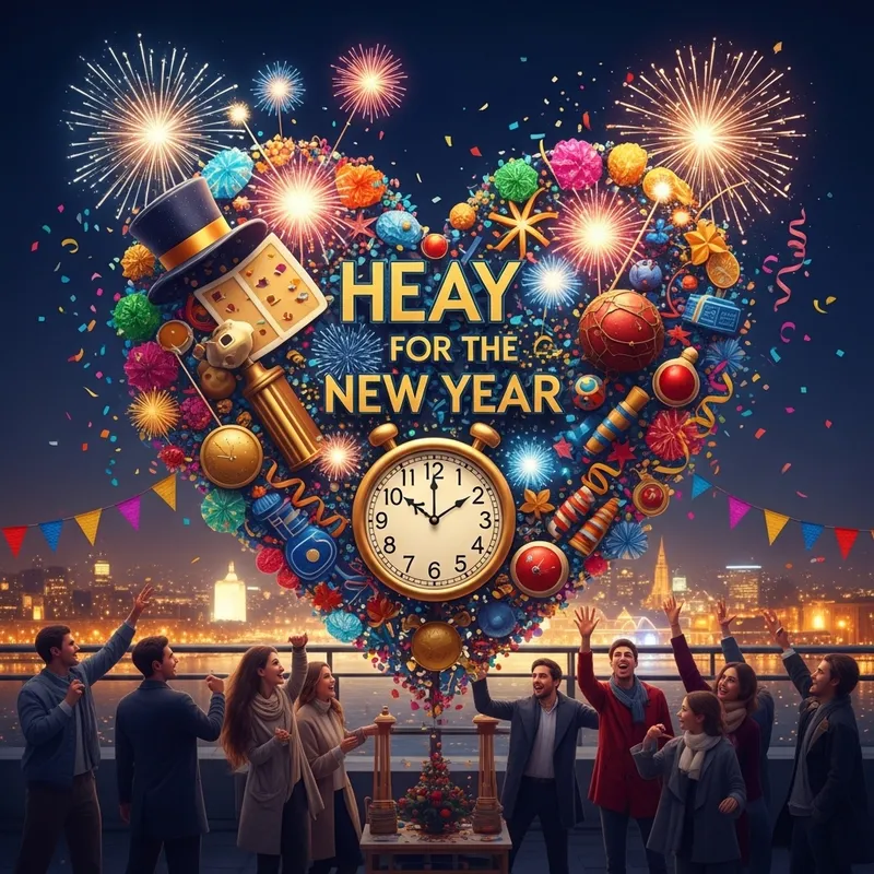 New Year Heart: Festive Love and Cheer