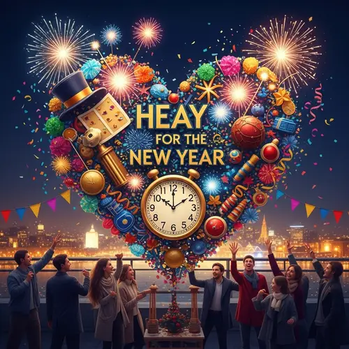 New Year's Heart: Festive Celebration of Love and Cheer