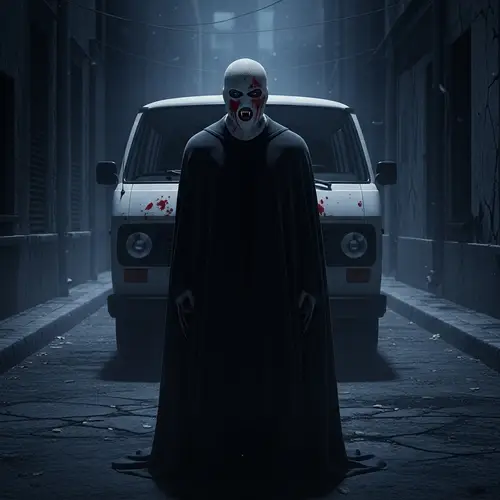 Fearsome Vampire in Shadowy Night - Elegance & Dread