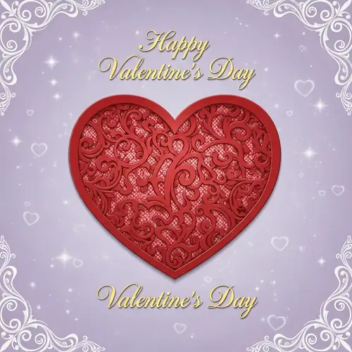 Elegant Valentine's Day Card with Lace-like Red Heart