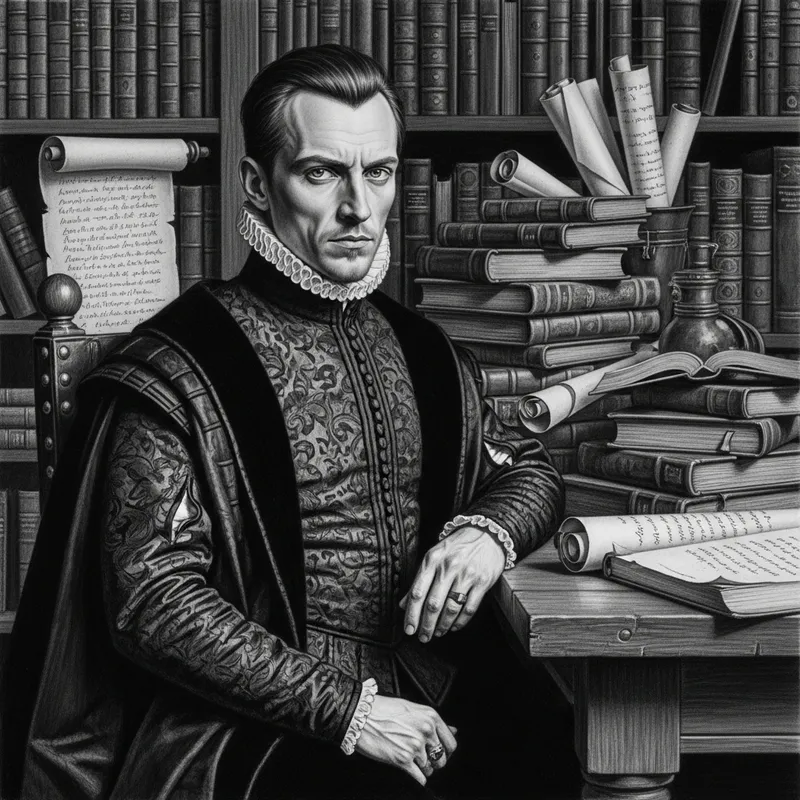 Charcoal Portrait of a Renaissance Man in Italian Attire Charcoal Portrait of a Renaissance Man in Italian Attire