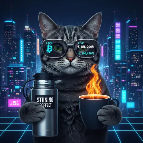 Cryptocurrency Investor Cat in Cyber-Style City | Night Scene