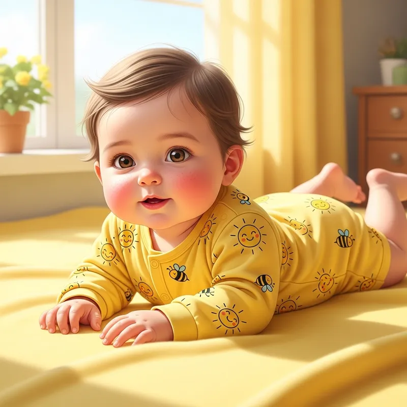 Cute Baby in Lemon Yellow Outfit