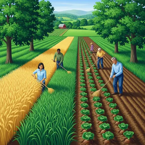 Vibrant Countryside Landscape with Crop Rotation Practice