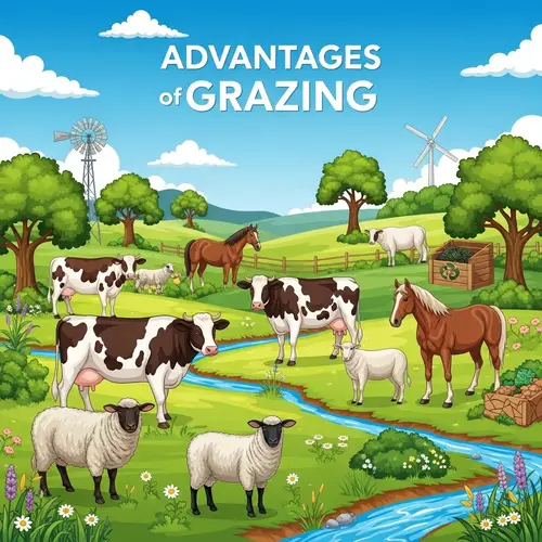 Healthy Grazing Animals in Vibrant Pasture | Sustainable Environment