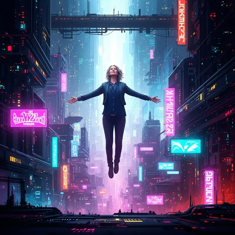 Intricate Futuristic Cyberpunk Artwork: Metaverse Mom Confidence Intricate Futuristic Cyberpunk Artwork: Metaverse Mom Confidence