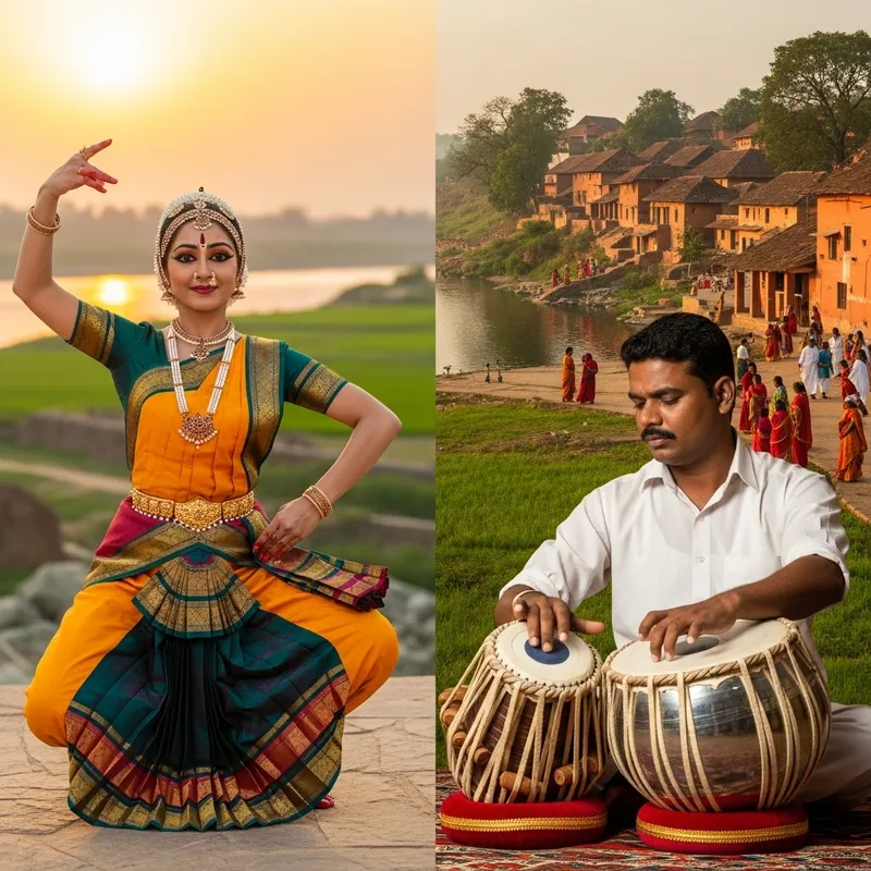 India Traditional Culture: Saree Dancer & Tabla Player