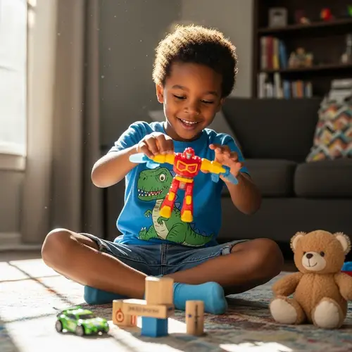 Young African Boy Playing with Toy