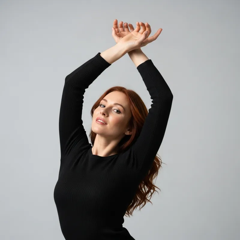 Stunning Redheaded Woman with Raised Arms