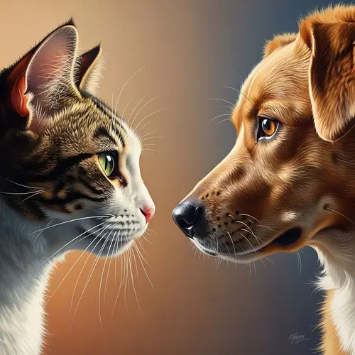 Realistic Portrait of Cat and Dog | Vibrant Colors and Intricate Details