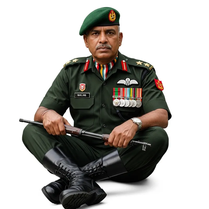 Military Veteran in Green Uniform with Service Medals