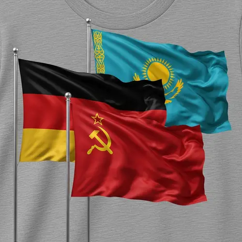 Dynamic Flag T-shirt Design | German, Soviet Union, Kazakhstani Flags
