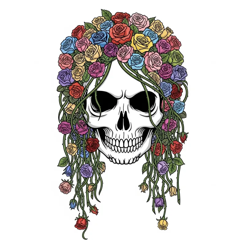 Feminine Grateful Dead Skull Floral Design