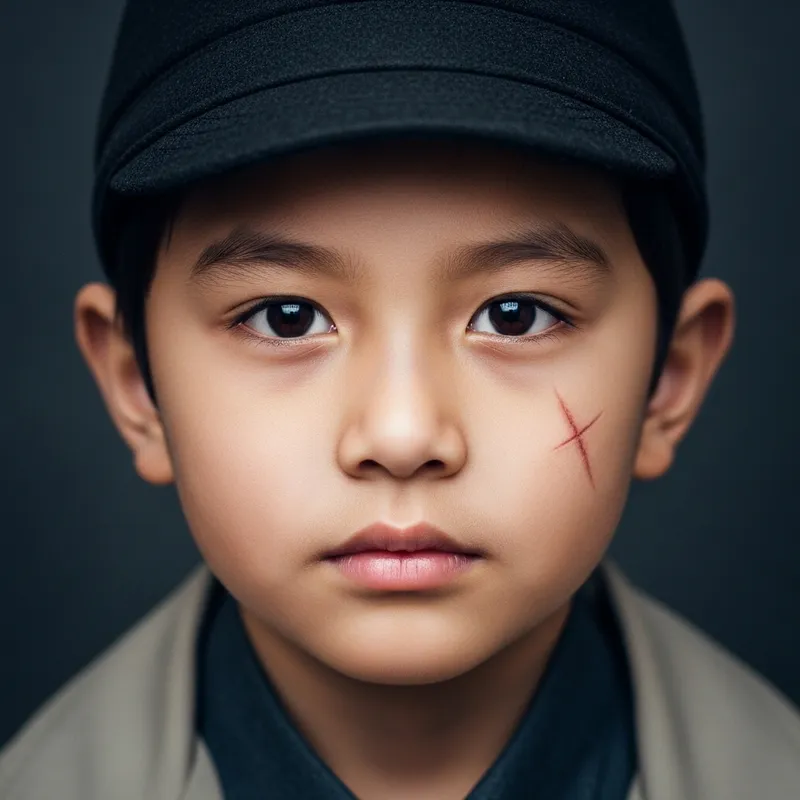 Captivating Asian Boy with Striking Face and Scar | Unique Features